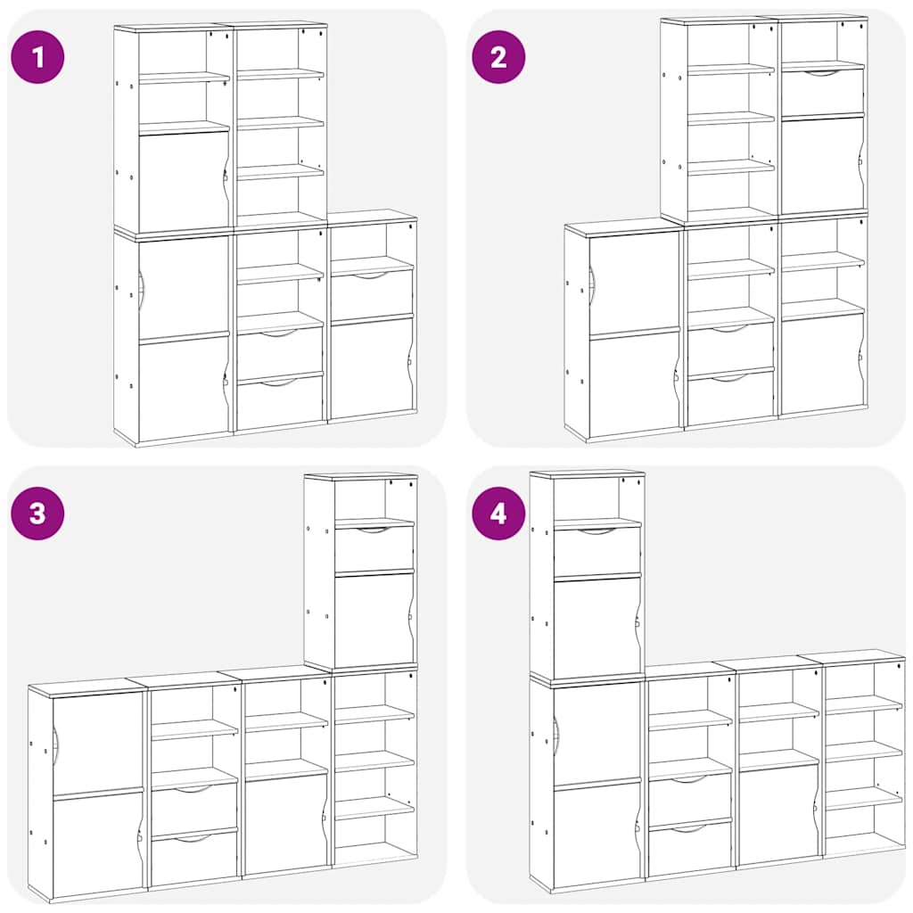 sidekabinetter 5 stk ODDA 40x24x79 cm massivt fyrretræ