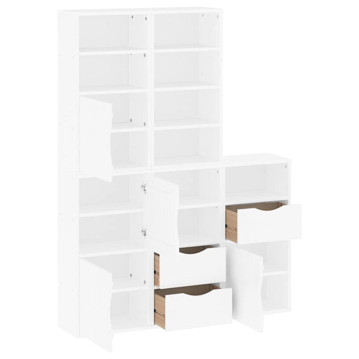 sidekabinetter 5 stk ODDA 40x24x79 cm massivt fyrretræ hvid