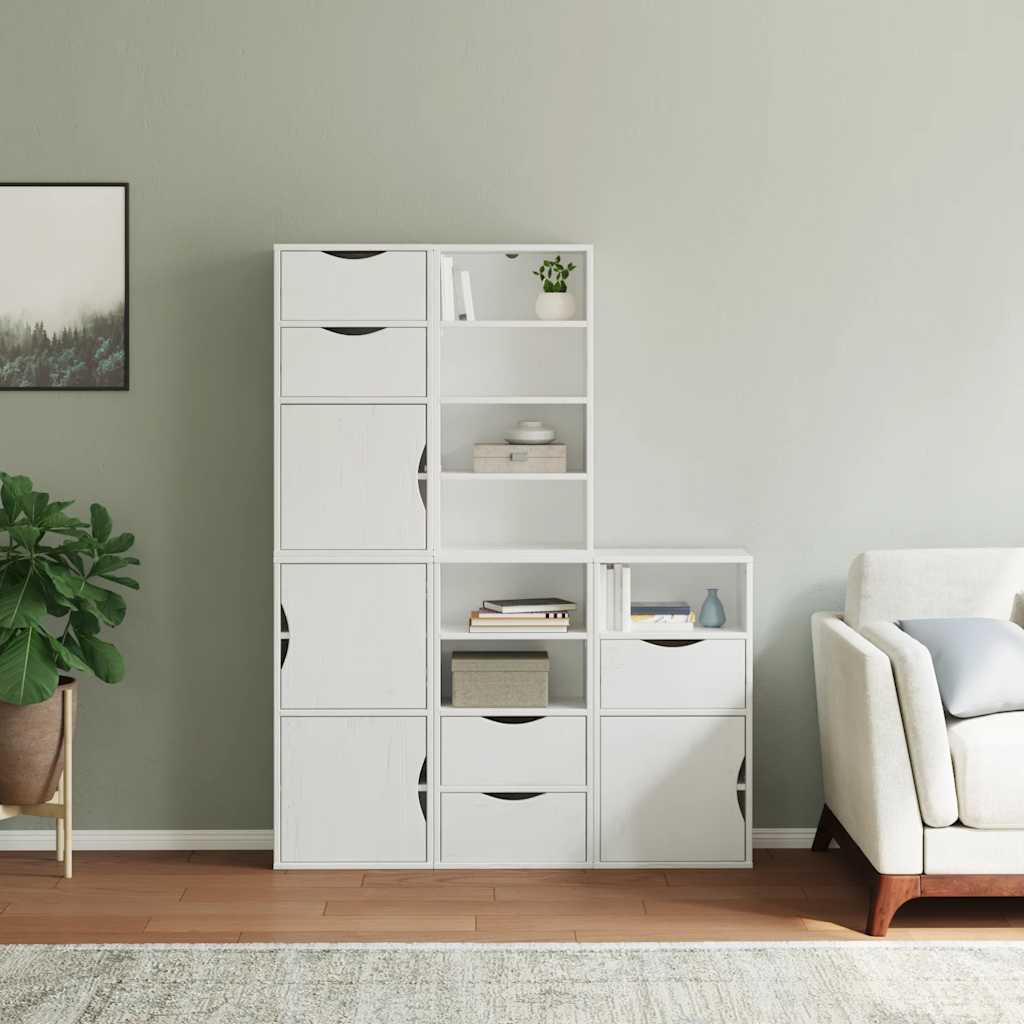 sidekabinetter 5 stk ODDA 40x24x79 cm massivt fyrretræ hvid