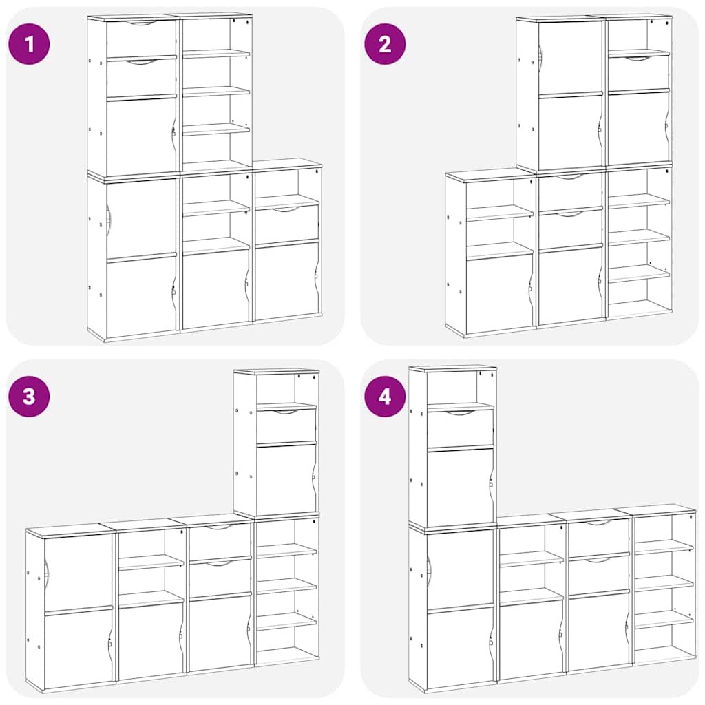 sidekabinetter 5 stk ODDA 40x24x79 cm massivt fyrretræ