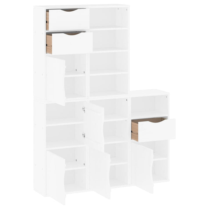 sidekabinetter 5 stk ODDA 40x24x79 cm massivt fyrretræ hvid