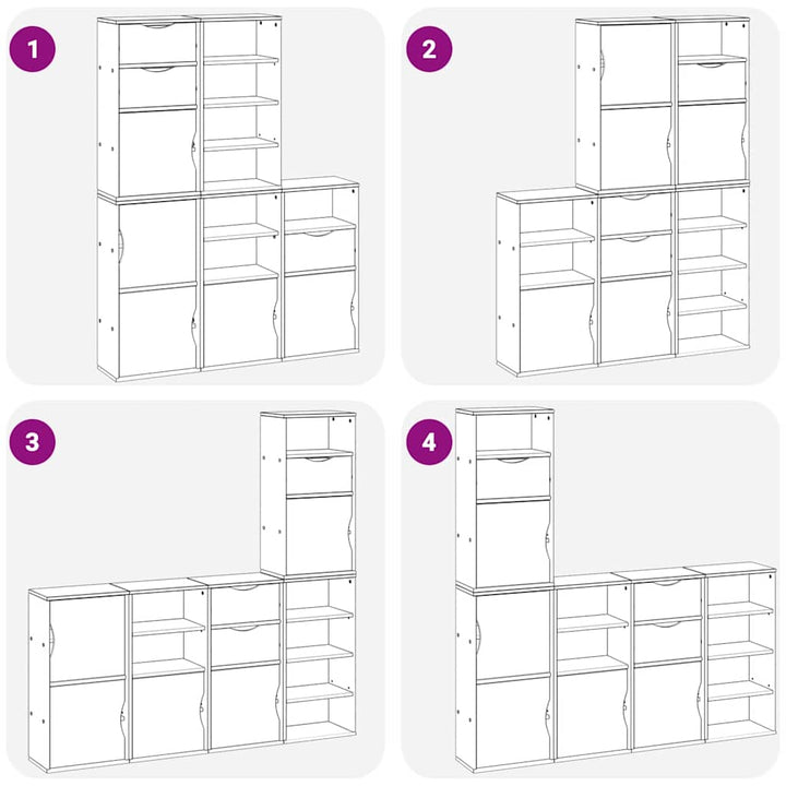 sidekabinetter 5 stk ODDA 40x24x79 cm massivt fyrretræ hvid