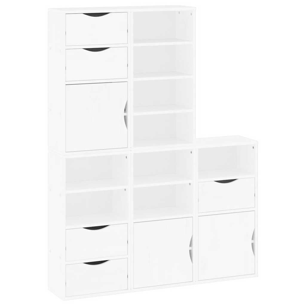 sidekabinetter 5 stk ODDA 40x24x79 cm massivt fyrretræ hvid