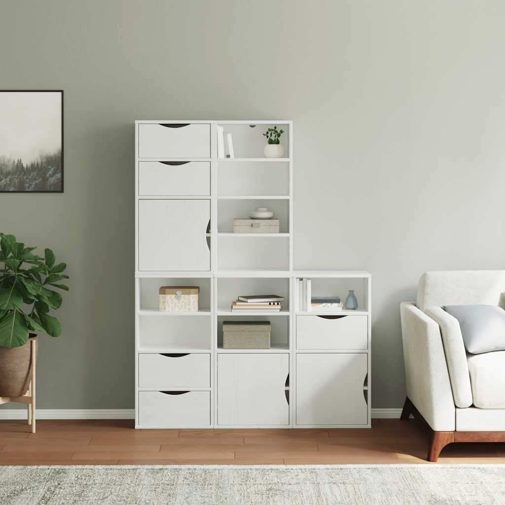 sidekabinetter 5 stk ODDA 40x24x79 cm massivt fyrretræ hvid