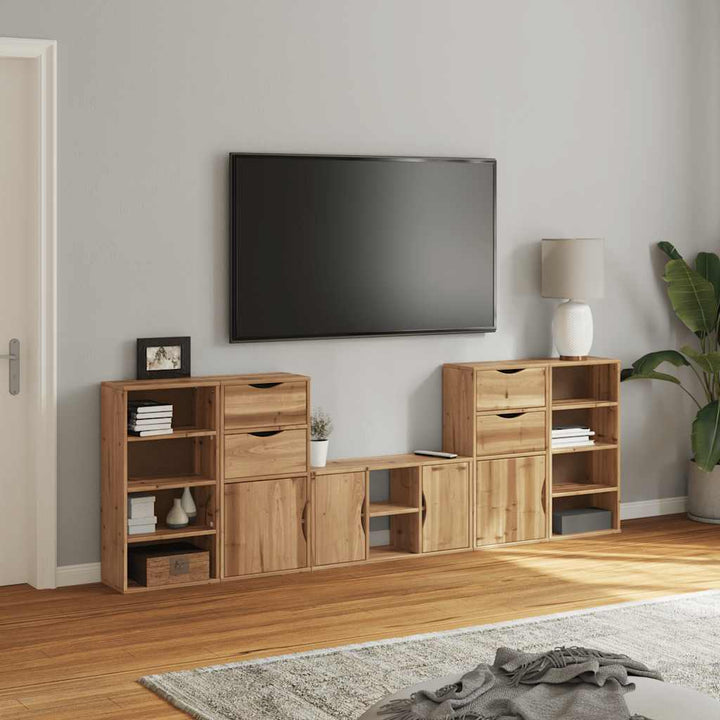 TV-skabe 5 stk med opbevaring ODDA massivt fyrretræ