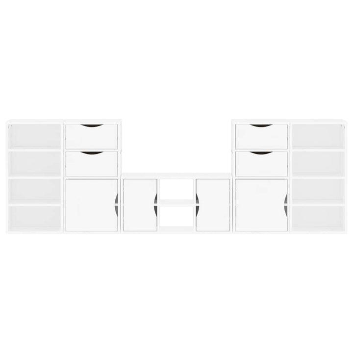 TV-skabe 5 stk med opbevaring ODDA massivt fyrretræ hvid