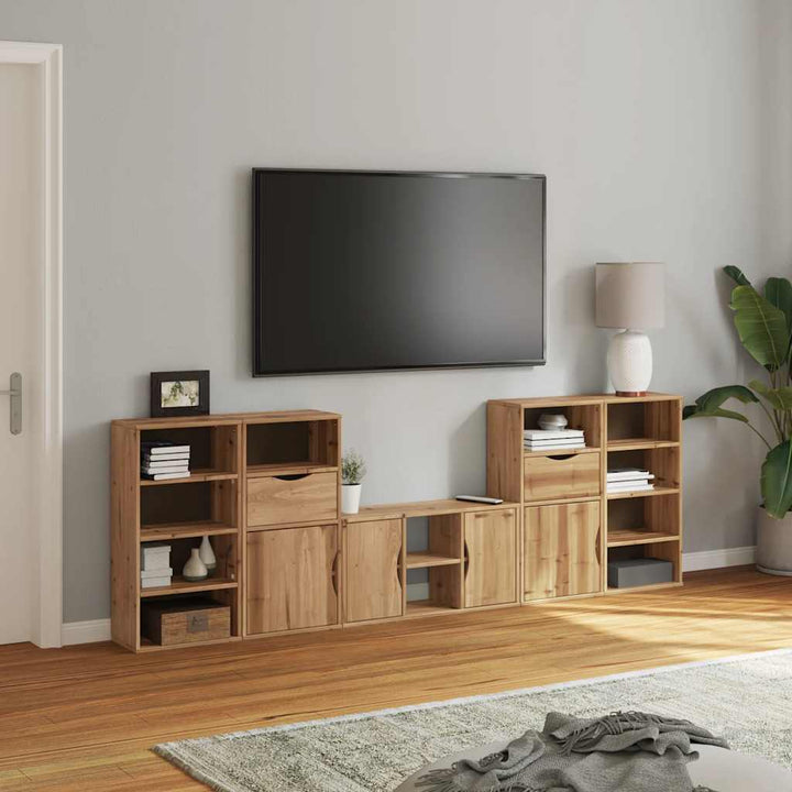 TV-skabe 5 stk med opbevaring ODDA massivt fyrretræ