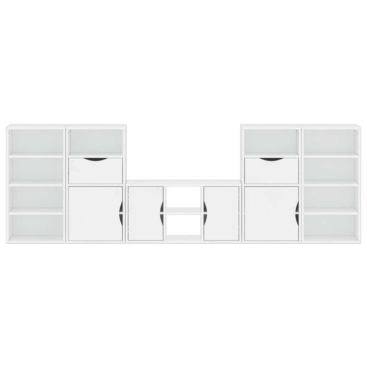 TV-skabe 5 stk med opbevaring ODDA massivt fyrretræ hvid