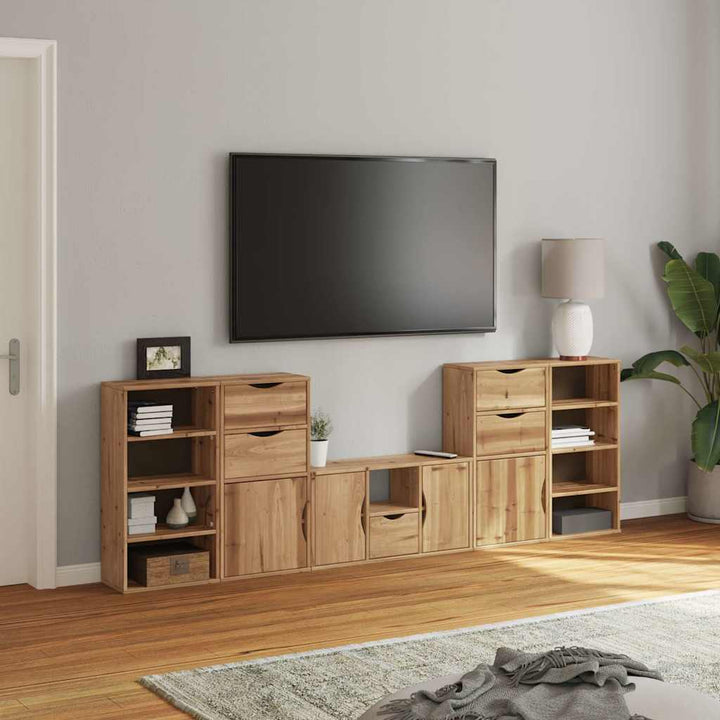 TV-skabe 5 stk med opbevaring ODDA massivt fyrretræ