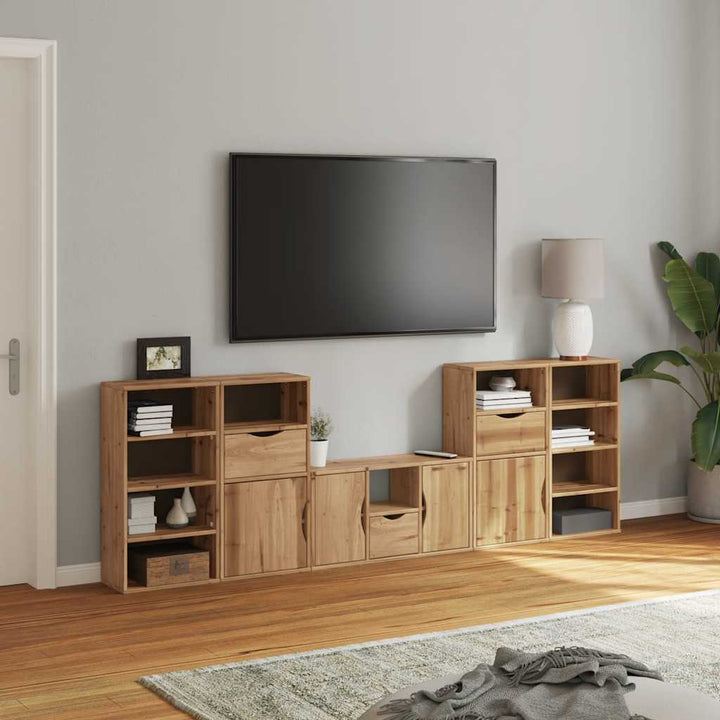 TV-skabe 5 stk med opbevaring ODDA massivt fyrretræ