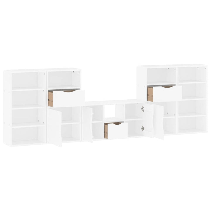 TV-skabe 5 stk med opbevaring ODDA massivt fyrretræ hvid