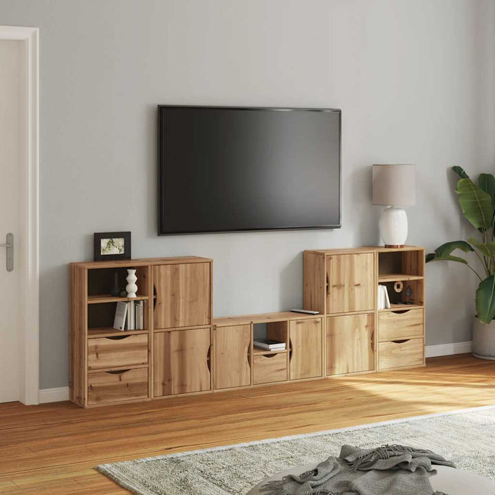 TV-skabe 5 stk med opbevaring ODDA massivt fyrretræ