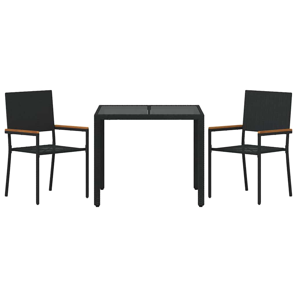 Have Spisebordssæt 3 stk. Sort polyrattan