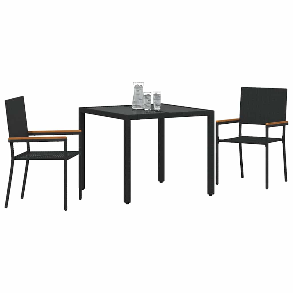 Have Spisebordssæt 3 stk. Sort polyrattan