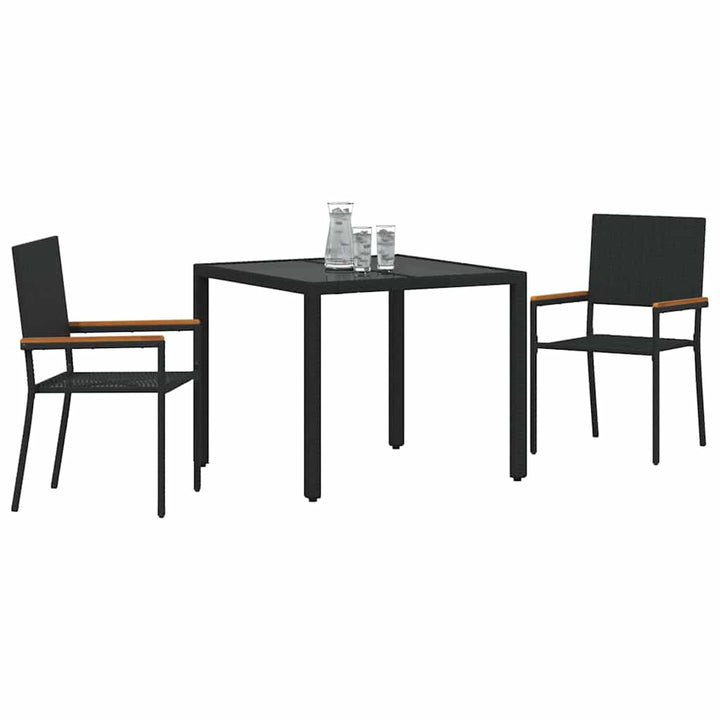 Have Spisebordssæt 3 stk. Sort polyrattan