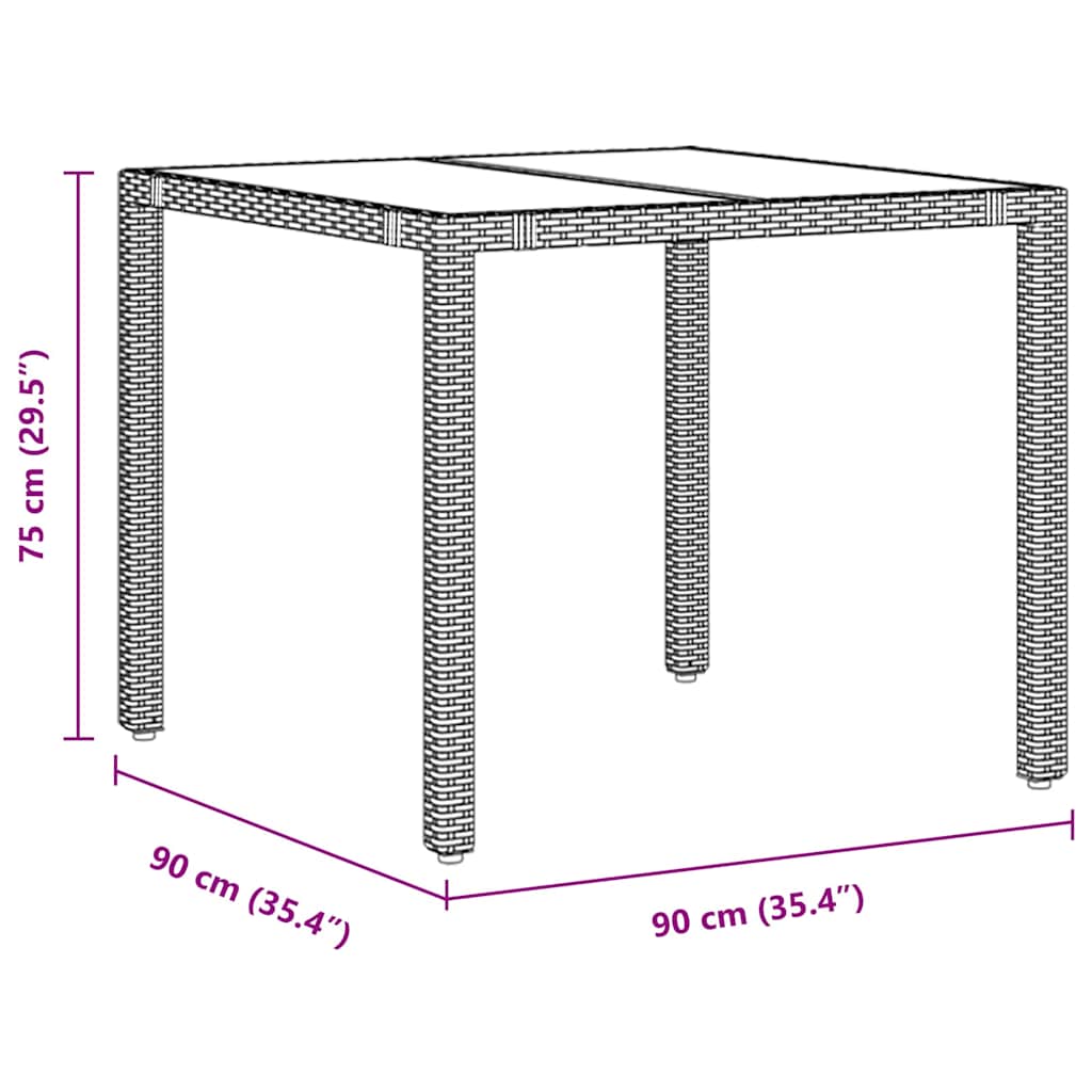 Have Spisebordssæt 3 stk. Sort polyrattan