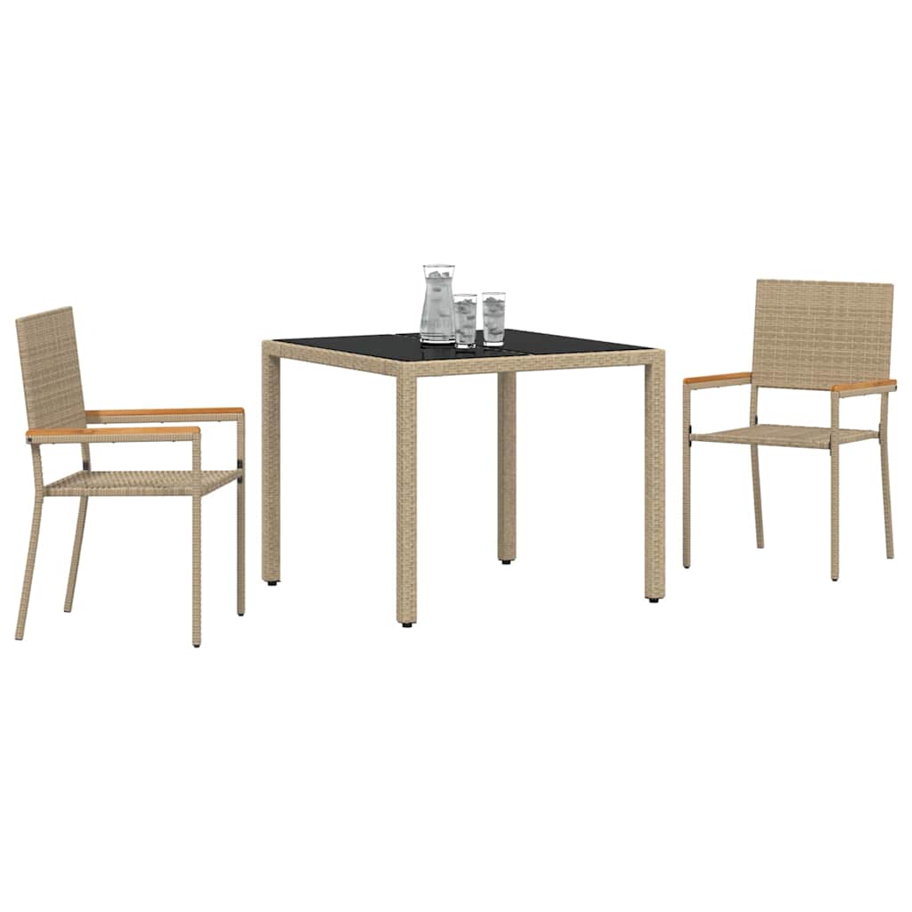 Have Spisebordssæt 3 stk. Beige polyrattan