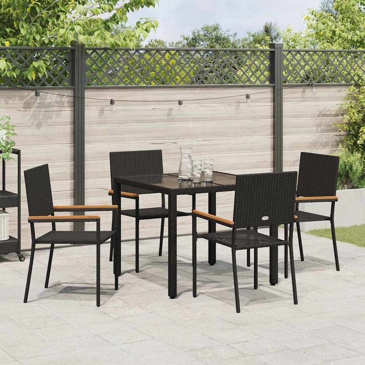 Have Spisebordssæt 5 stk. Sort polyrattan