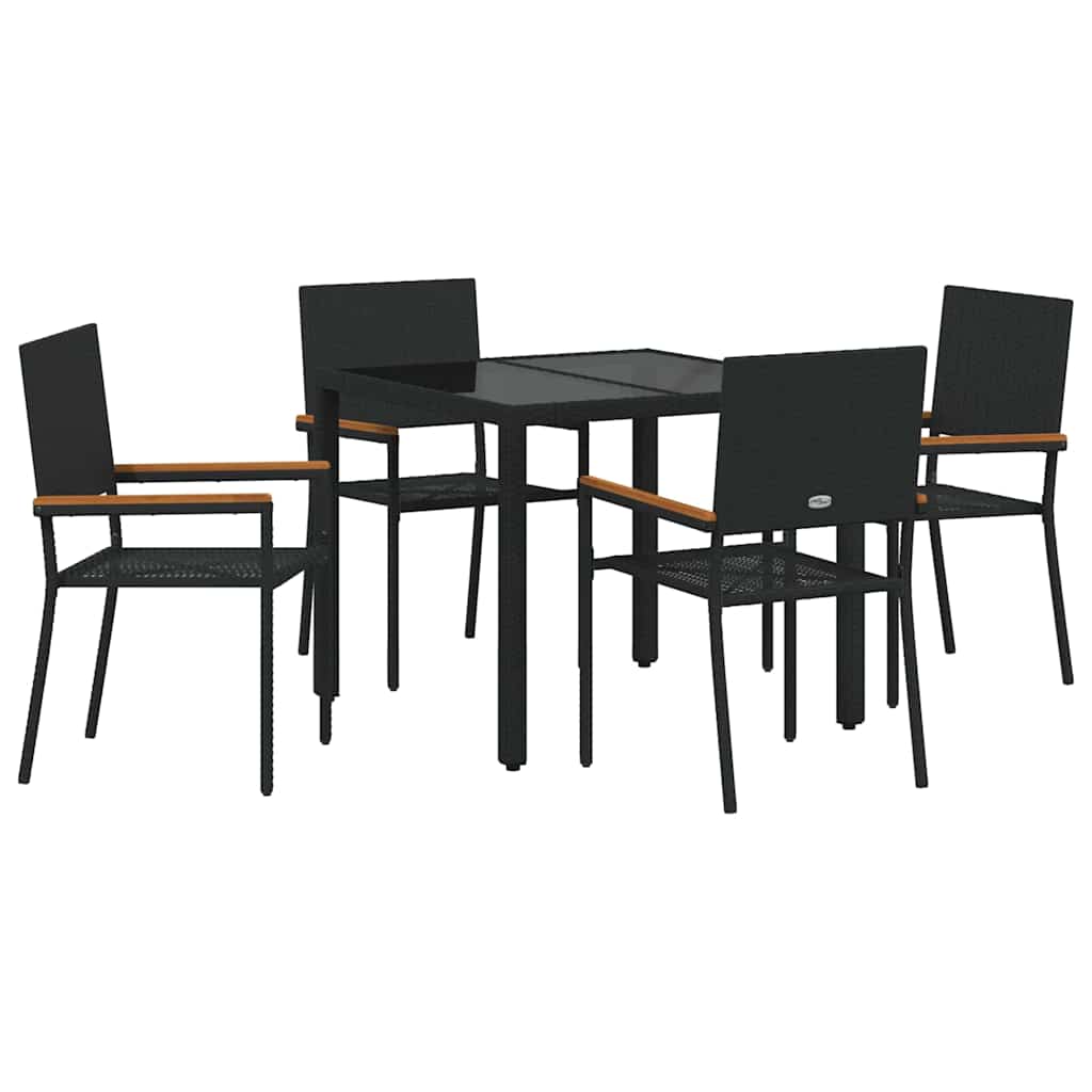 Have Spisebordssæt 5 stk. Sort polyrattan