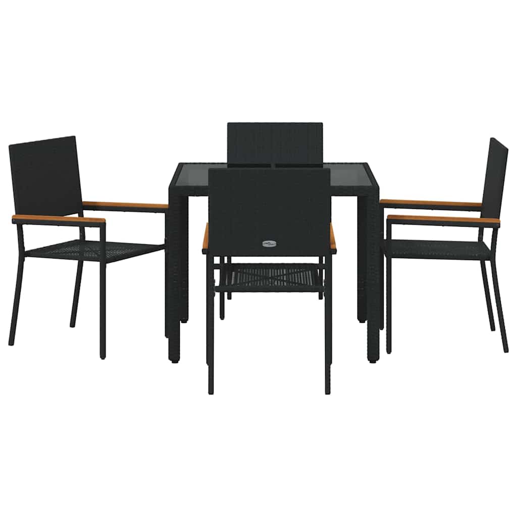 Have Spisebordssæt 5 stk. Sort polyrattan