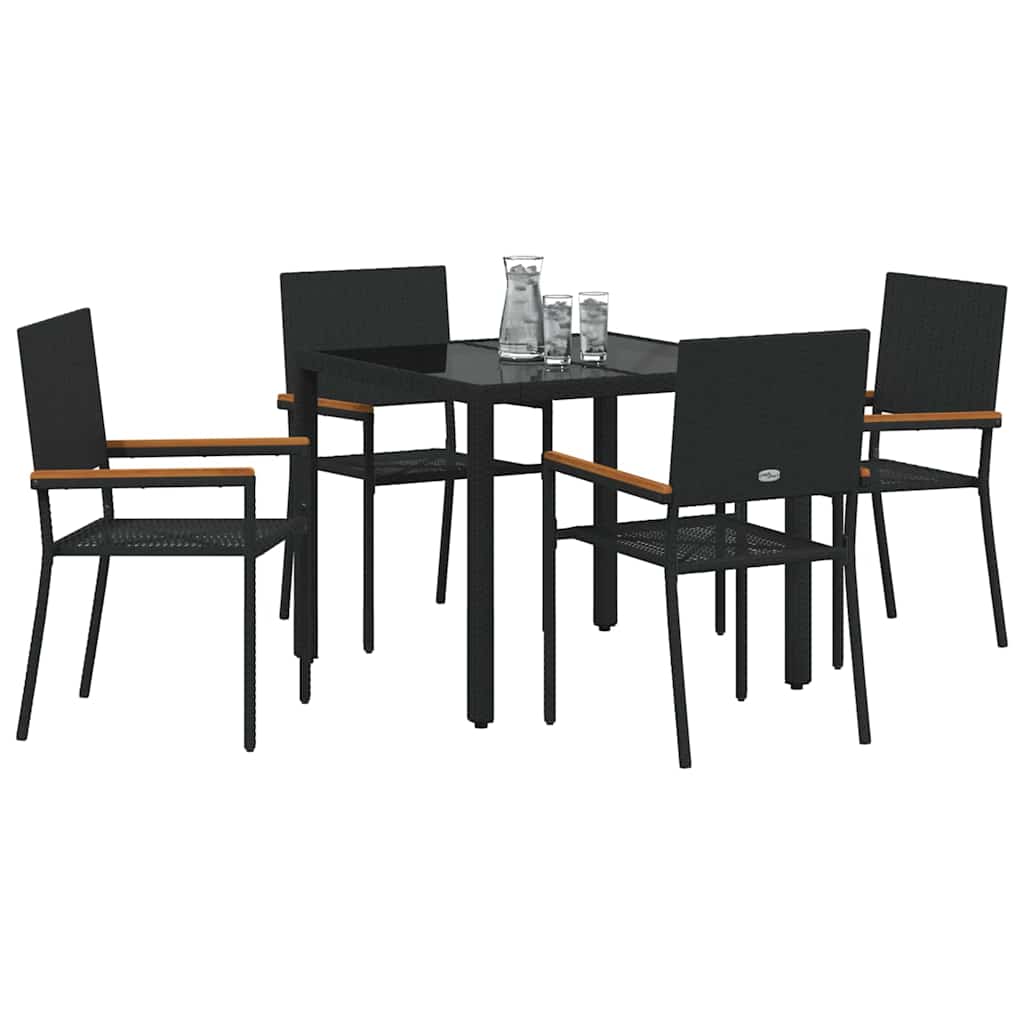 Have Spisebordssæt 5 stk. Sort polyrattan