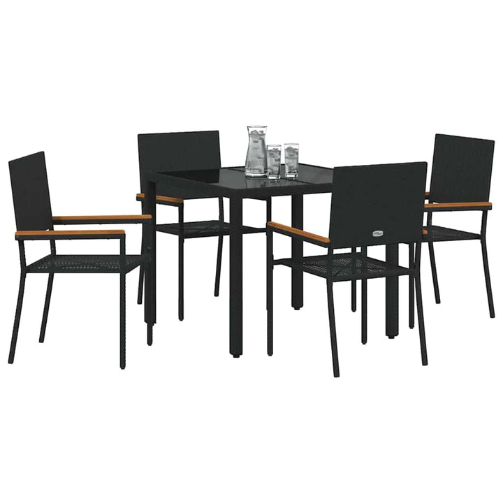 Have Spisebordssæt 5 stk. Sort polyrattan