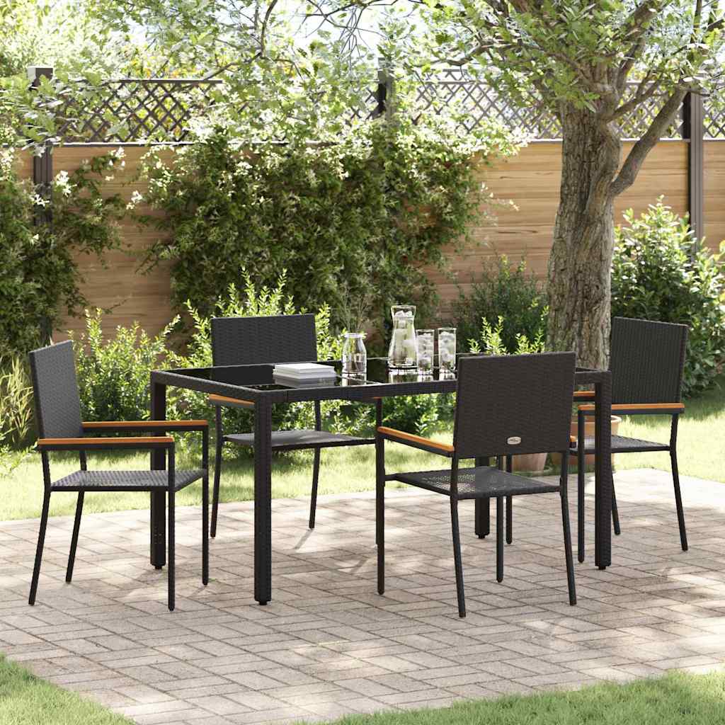 Have Spisebordssæt 5 stk. Sort polyrattan