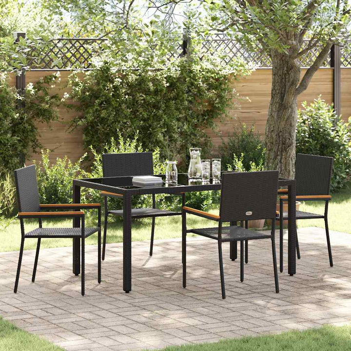 Have Spisebordssæt 5 stk. Sort polyrattan