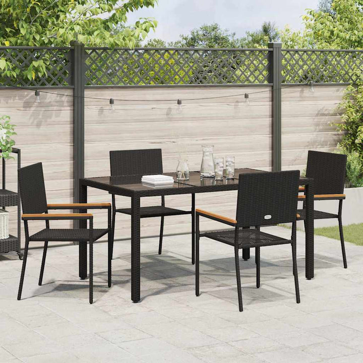 Have Spisebordssæt 5 stk. Sort polyrattan