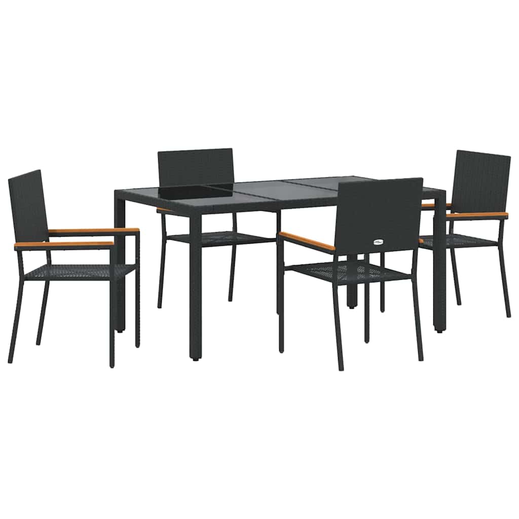 Have Spisebordssæt 5 stk. Sort polyrattan