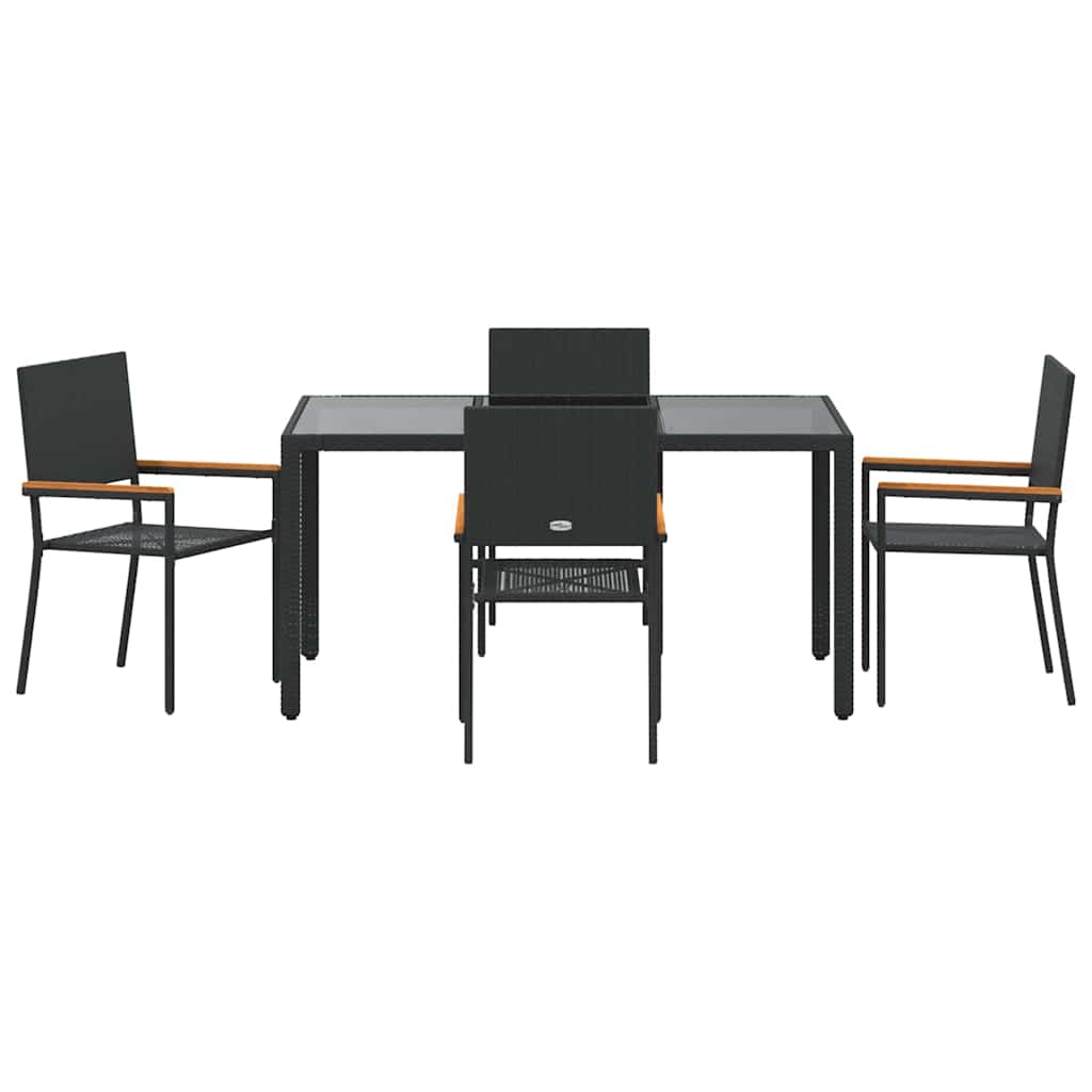 Have Spisebordssæt 5 stk. Sort polyrattan