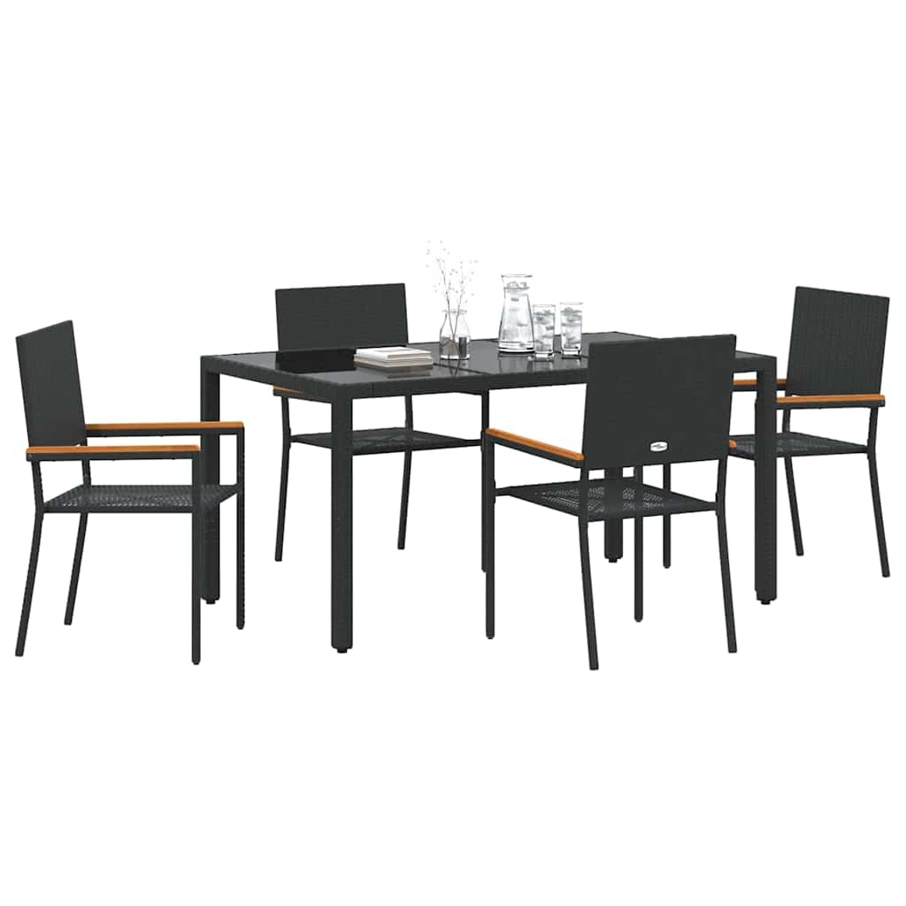 Have Spisebordssæt 5 stk. Sort polyrattan