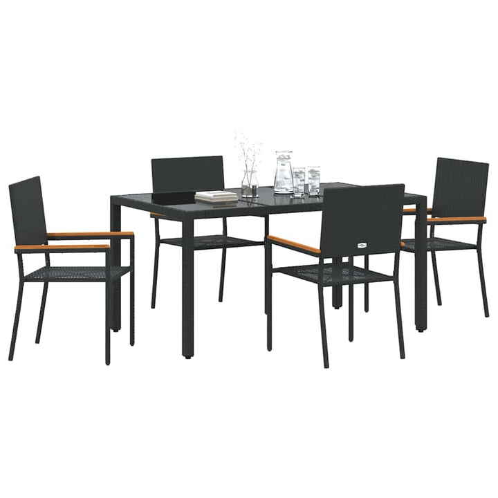 Have Spisebordssæt 5 stk. Sort polyrattan