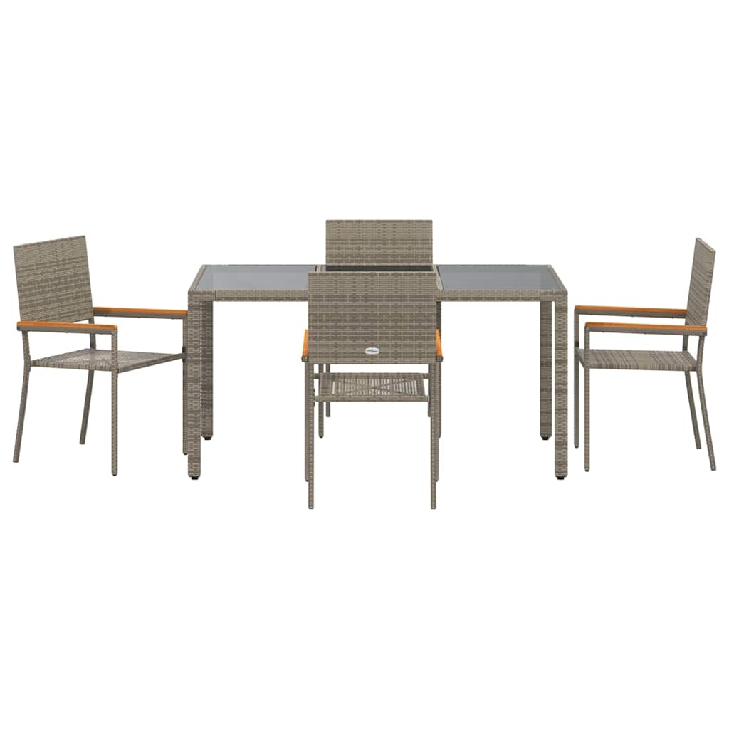 Have Spisebordssæt 5 stk. Grå polyrattan