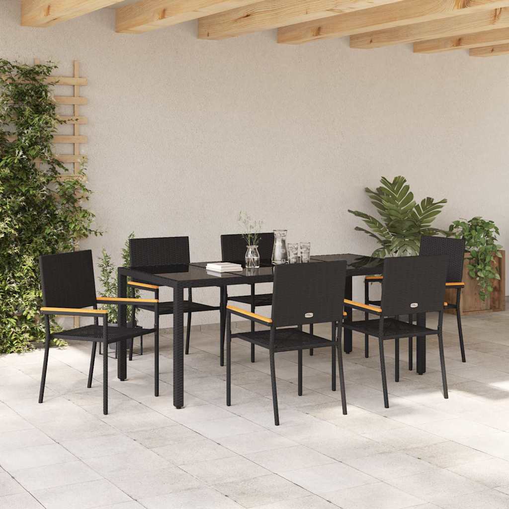 Have Spisebordssæt 7 stk. Sort polyrattan