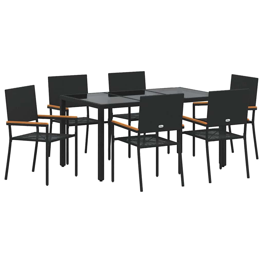 Have Spisebordssæt 7 stk. Sort polyrattan
