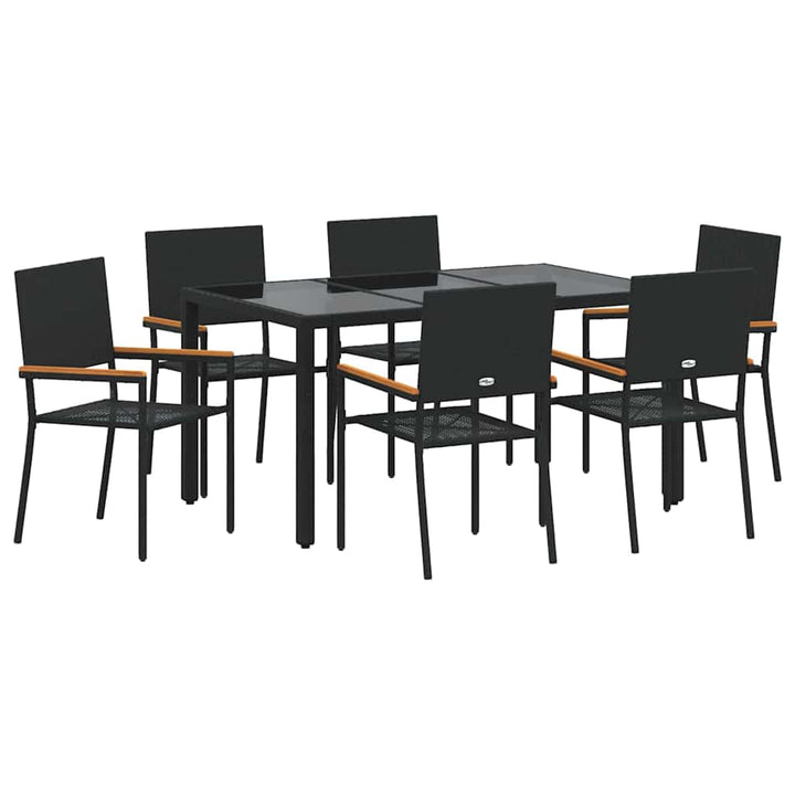 Have Spisebordssæt 7 stk. Sort polyrattan