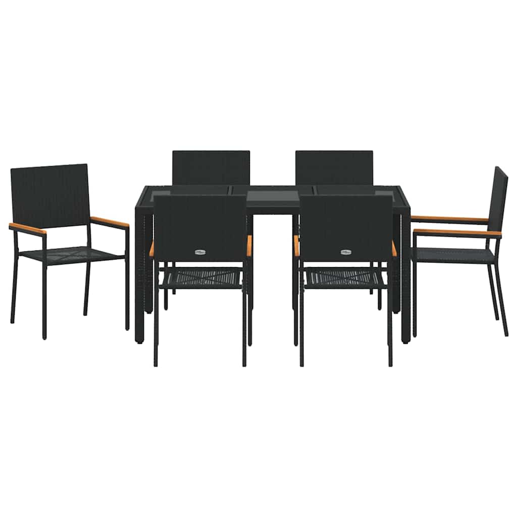 Have Spisebordssæt 7 stk. Sort polyrattan