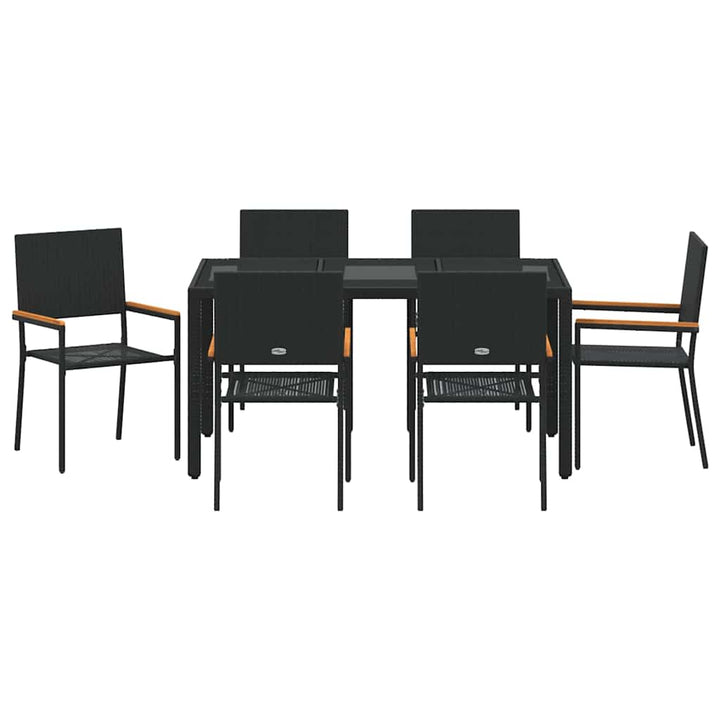 Have Spisebordssæt 7 stk. Sort polyrattan