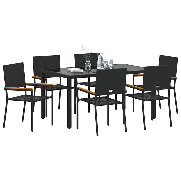 Have Spisebordssæt 7 stk. Sort polyrattan