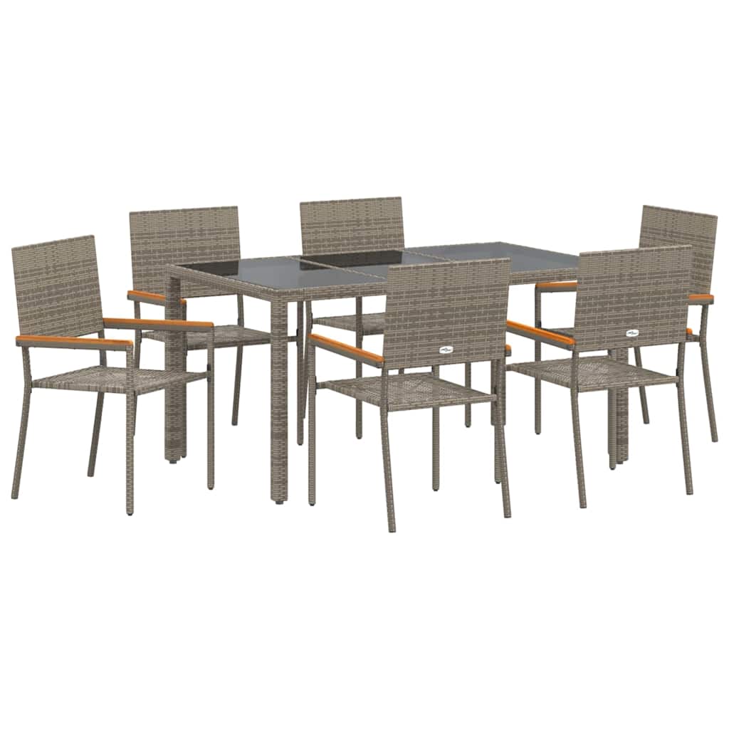Have Spisebordssæt 7 stk. Grå polyrattan