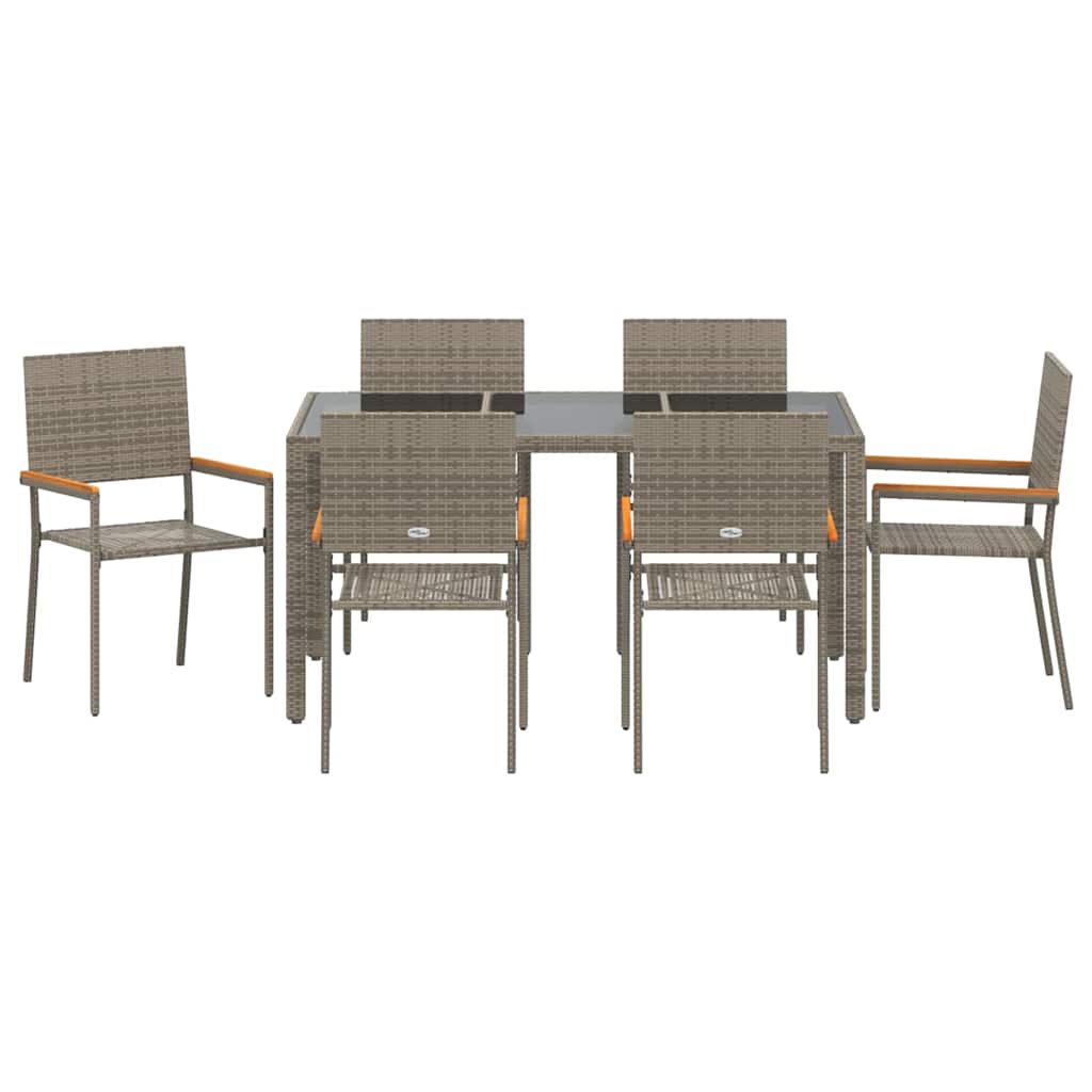 Have Spisebordssæt 7 stk. Grå polyrattan