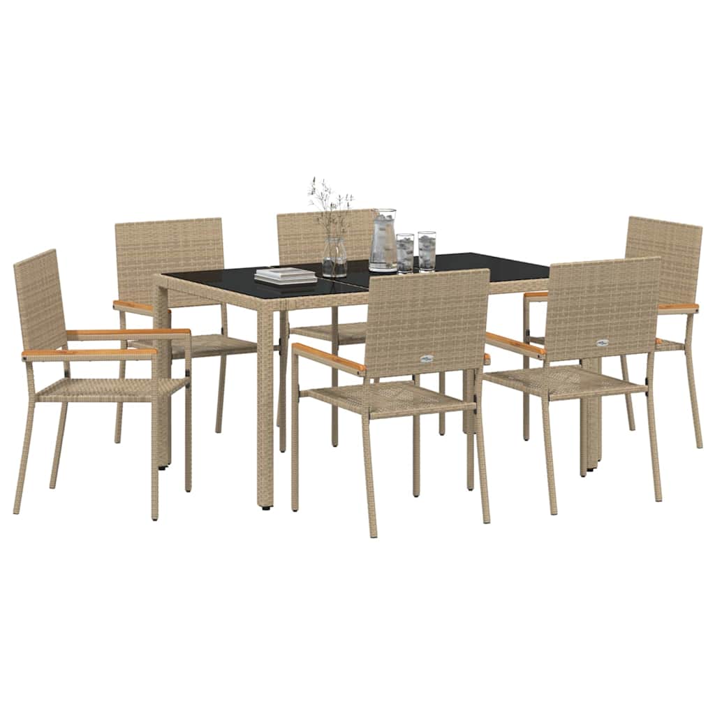 Have Spisebordssæt 7 stk. Beige polyrattan