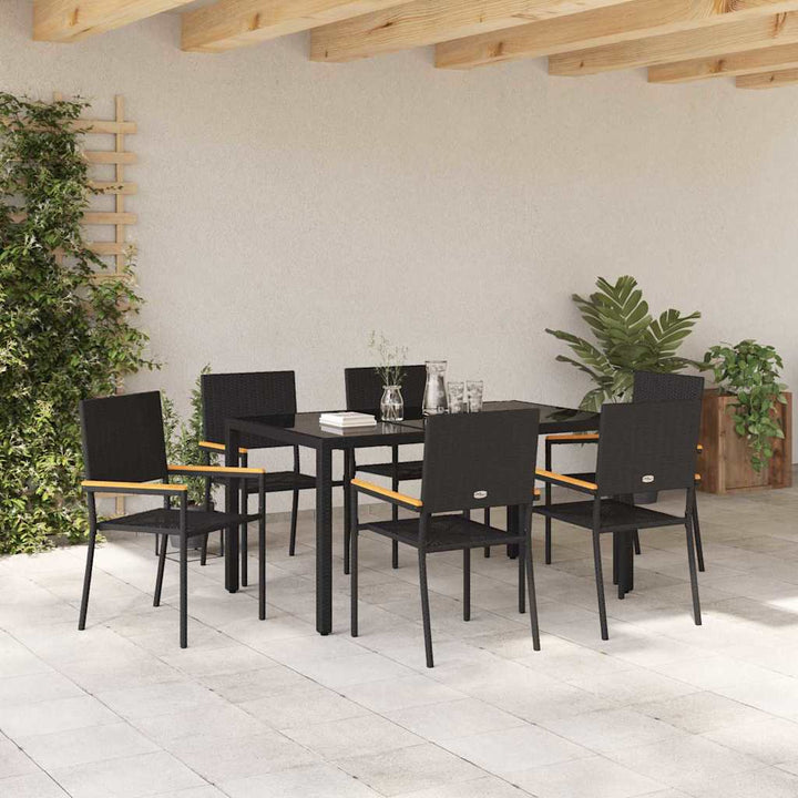 Have Spisebordssæt 7 stk. Sort polyrattan