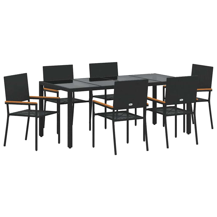 Have Spisebordssæt 7 stk. Sort polyrattan