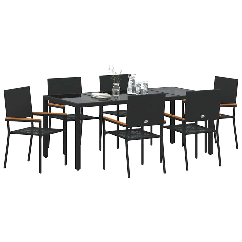 Have Spisebordssæt 7 stk. Sort polyrattan