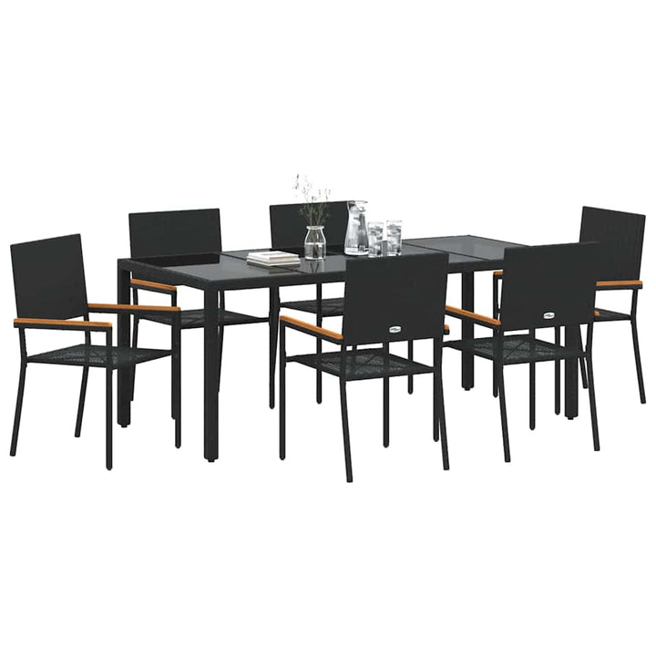 Have Spisebordssæt 7 stk. Sort polyrattan