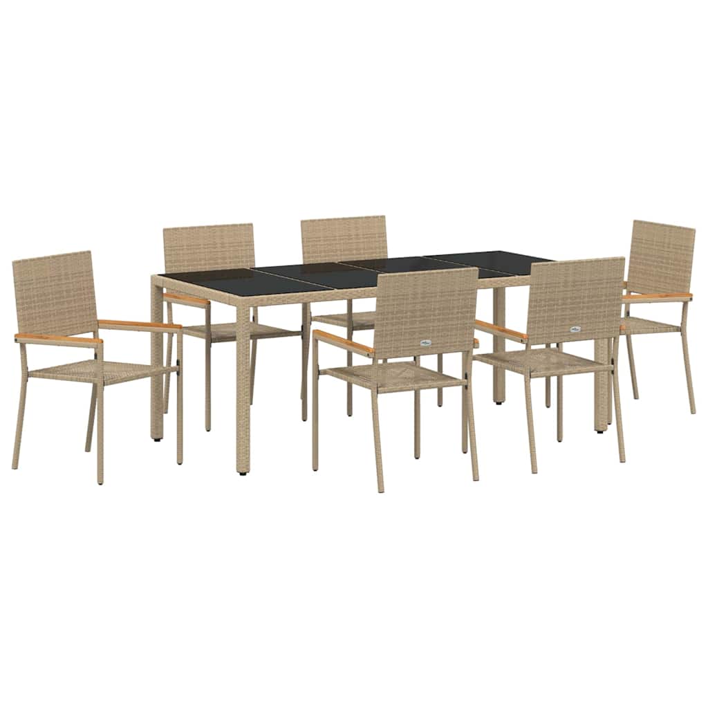 Have Spisebordssæt 7 stk. Beige polyrattan