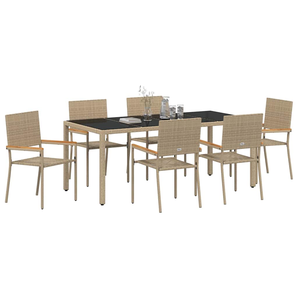 Have Spisebordssæt 7 stk. Beige polyrattan