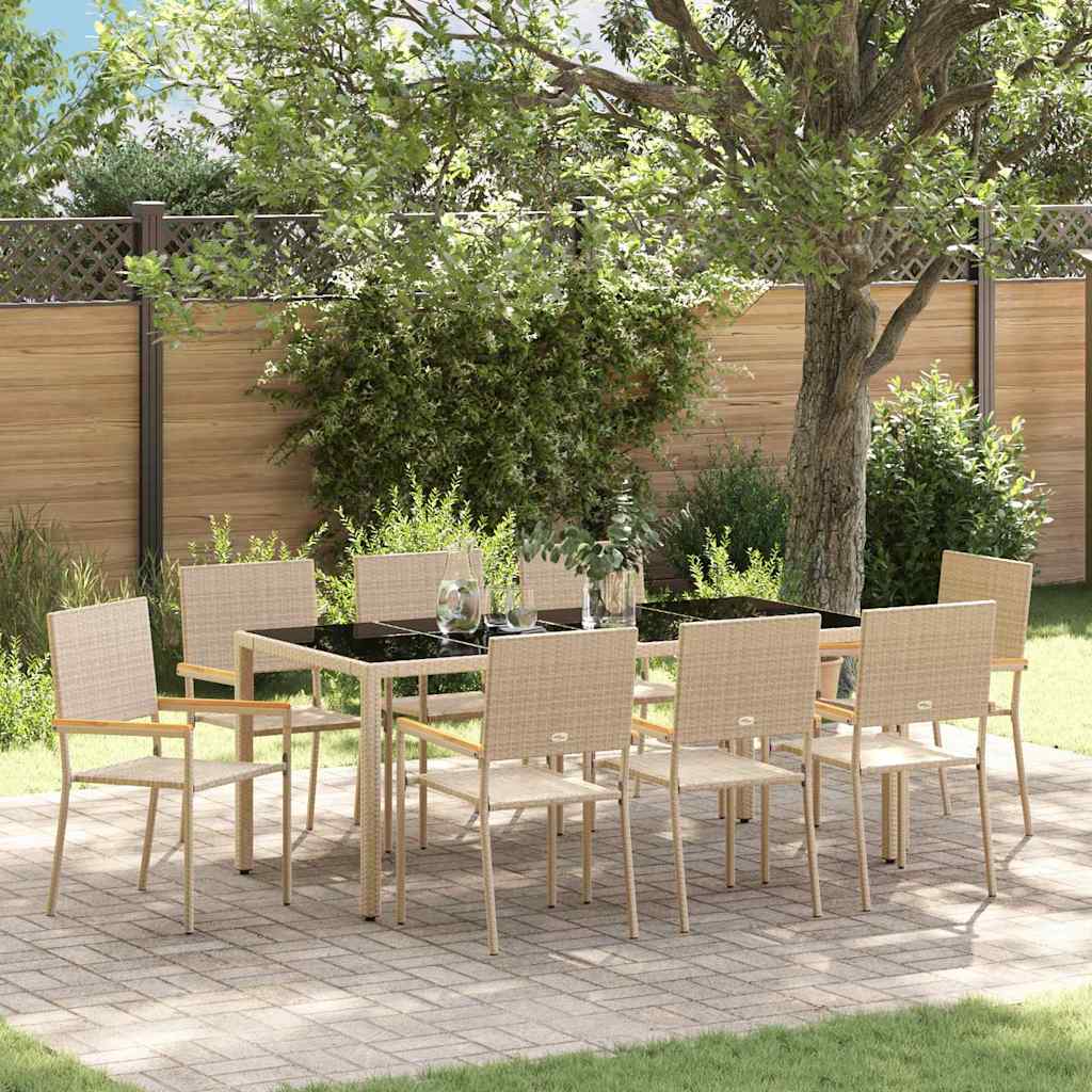 Have Spisebordssæt 9 stk. Beige polyrattan